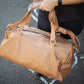 The Real McCaul Travel Bag Duffel Carry All Bag - Cowhide - Tan Australian Made Australian Owned Large Overnight Travel Duffel Bag Leather Made in Australia