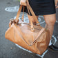 The Real McCaul Travel Bag Duffel Carry All Bag - Cowhide - Tan Australian Made Australian Owned Large Overnight Travel Duffel Bag Leather Made in Australia