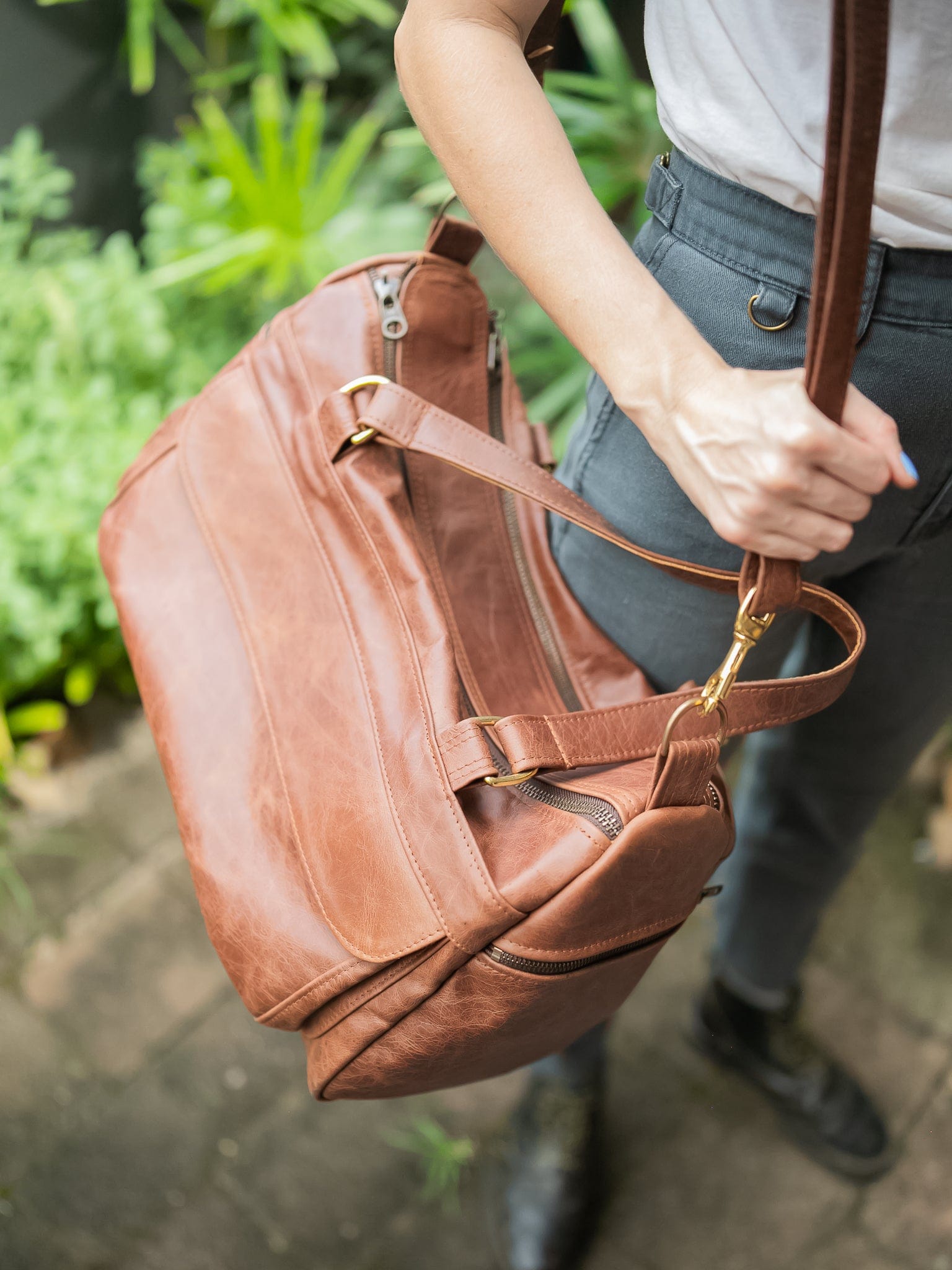 The Real McCaul Travel Bag Weekender Travel Carry All Bag - Premium Cowhide - Marble Australian Made Australian Owned Small Overnight Travel Duffel Bag Kangaroo Leather Made in Australia