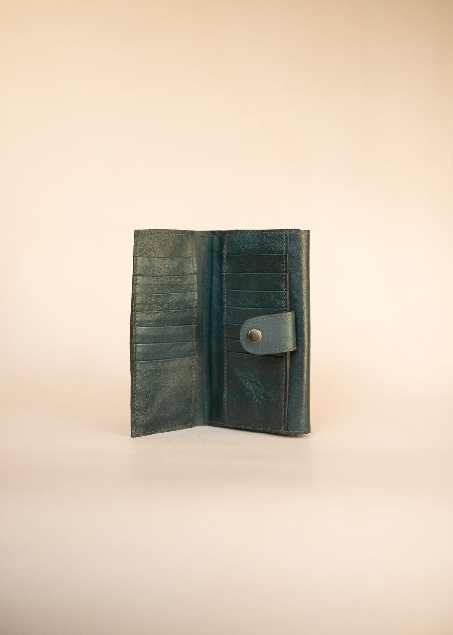 The Real McCaul Wallets The Sue Wallet - Kangaroo - Juniper Green Australian Made Australian Owned Genuine Leather Ladies Large Wallet- Made In Australia with Kangaroo and Cowhide