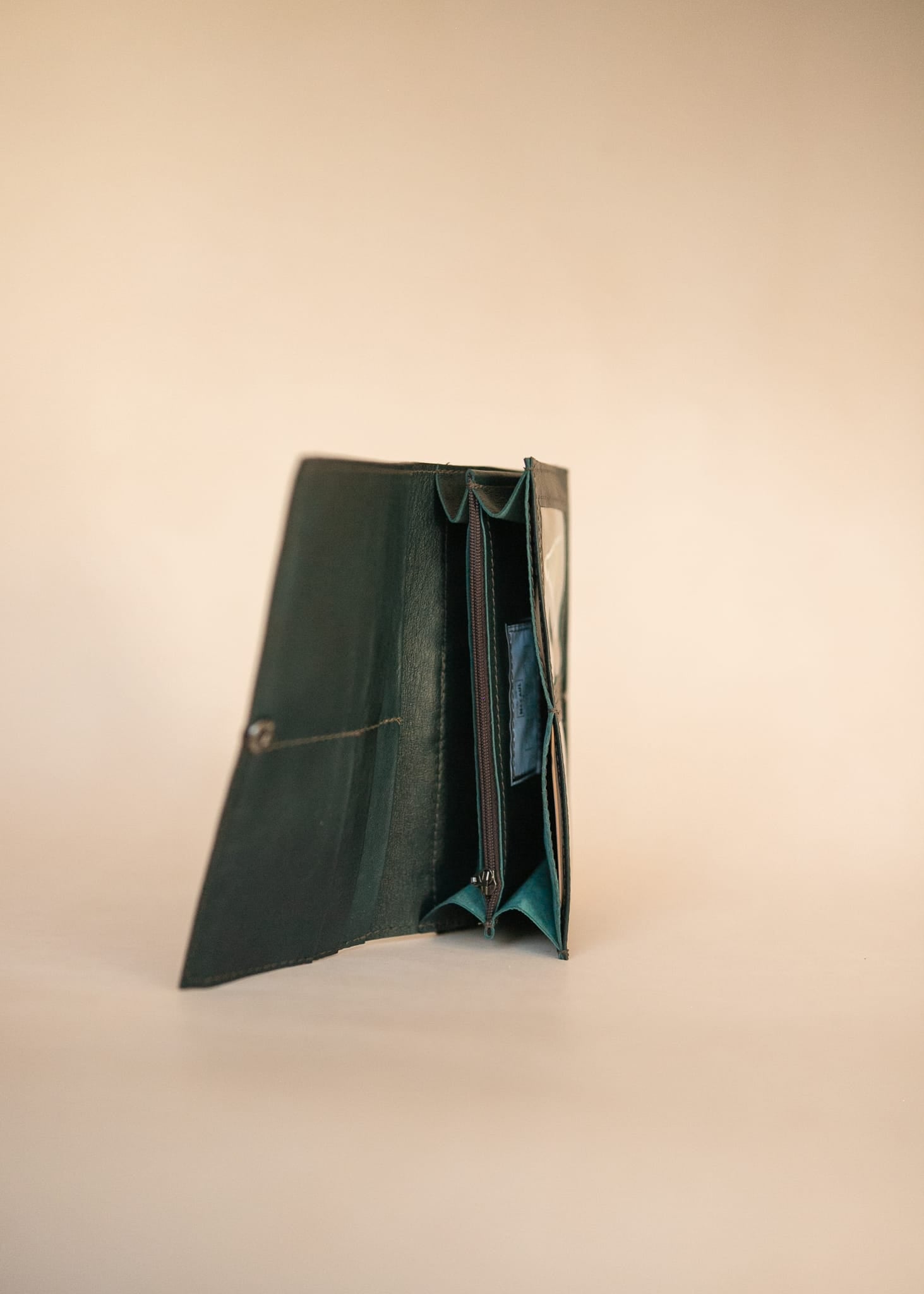 The Real McCaul Wallets The Sue Wallet - Kangaroo - Juniper Green Australian Made Australian Owned Genuine Leather Ladies Large Wallet- Made In Australia with Kangaroo and Cowhide