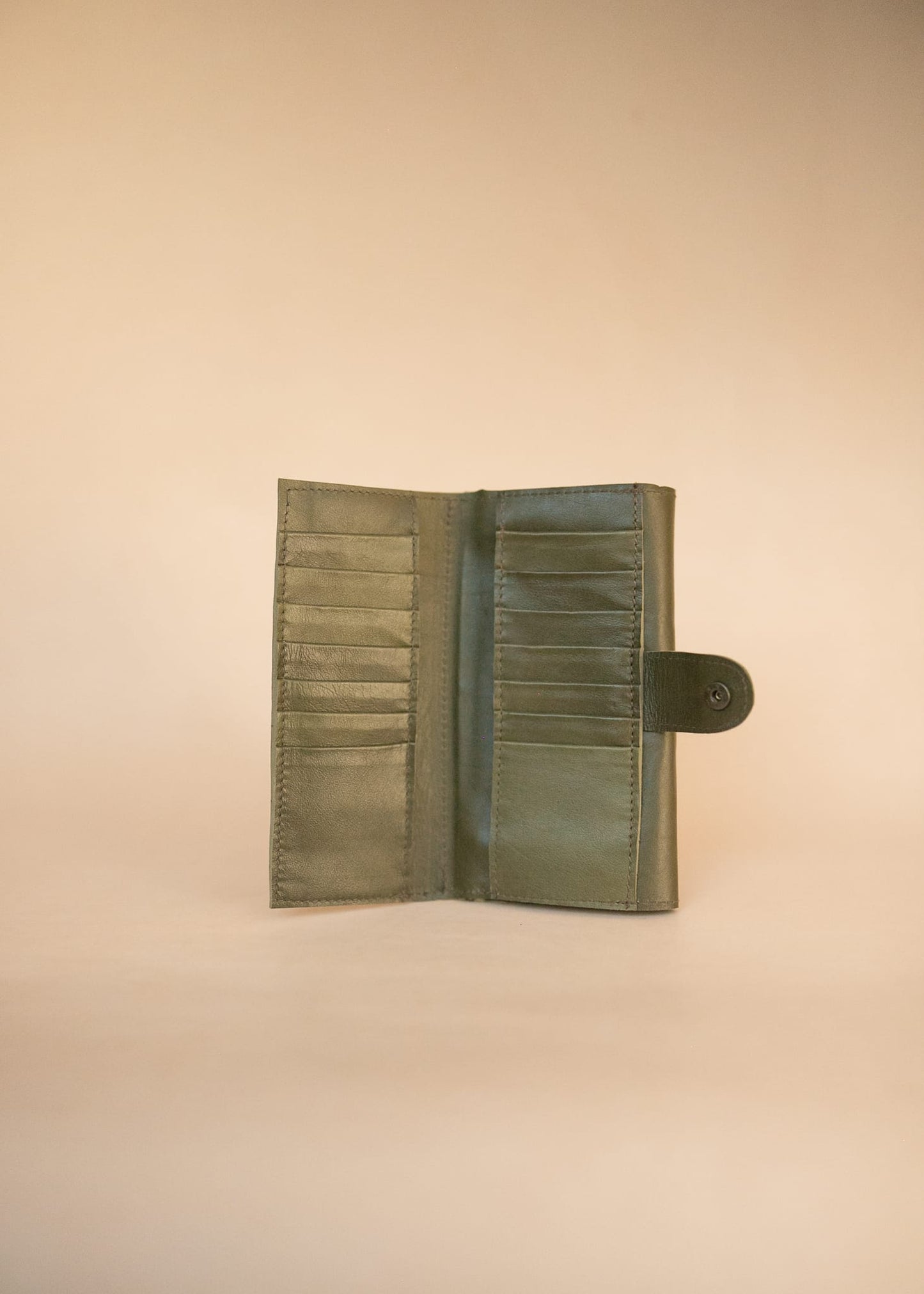 The Real McCaul Wallets The Sue Wallet - Kangaroo - Olive Green Australian Made Australian Owned Genuine Leather Ladies Large Wallet- Made In Australia with Kangaroo and Cowhide