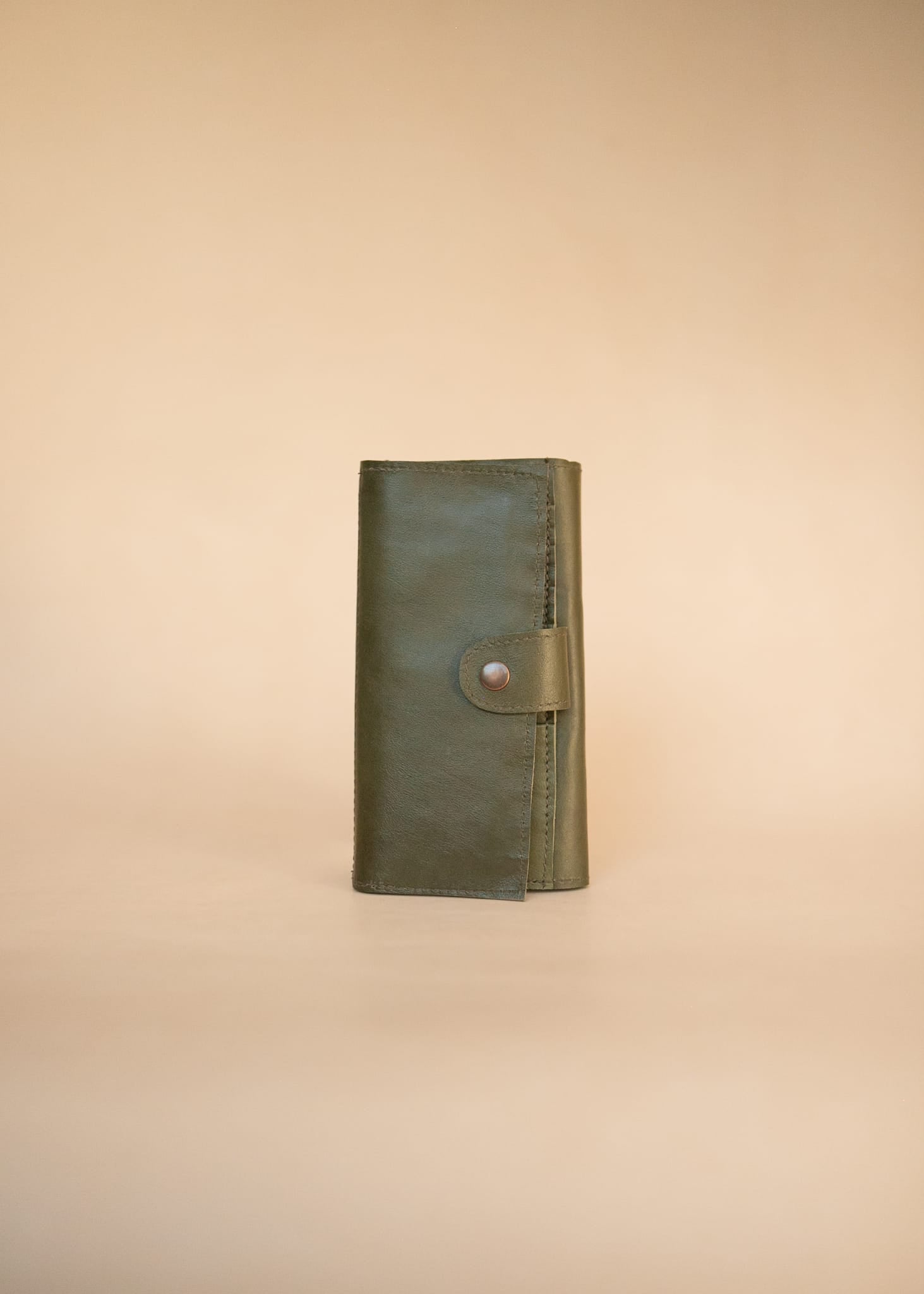 The Real McCaul Wallets The Sue Wallet - Kangaroo - Olive Green Australian Made Australian Owned Genuine Leather Ladies Large Wallet- Made In Australia with Kangaroo and Cowhide
