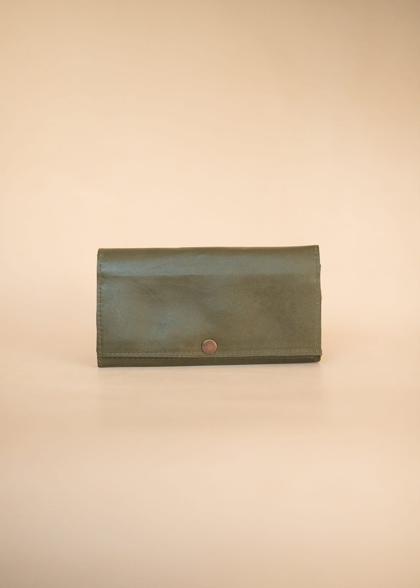 The Real McCaul Wallets The Sue Wallet - Kangaroo - Olive Green Australian Made Australian Owned Genuine Leather Ladies Large Wallet- Made In Australia with Kangaroo and Cowhide