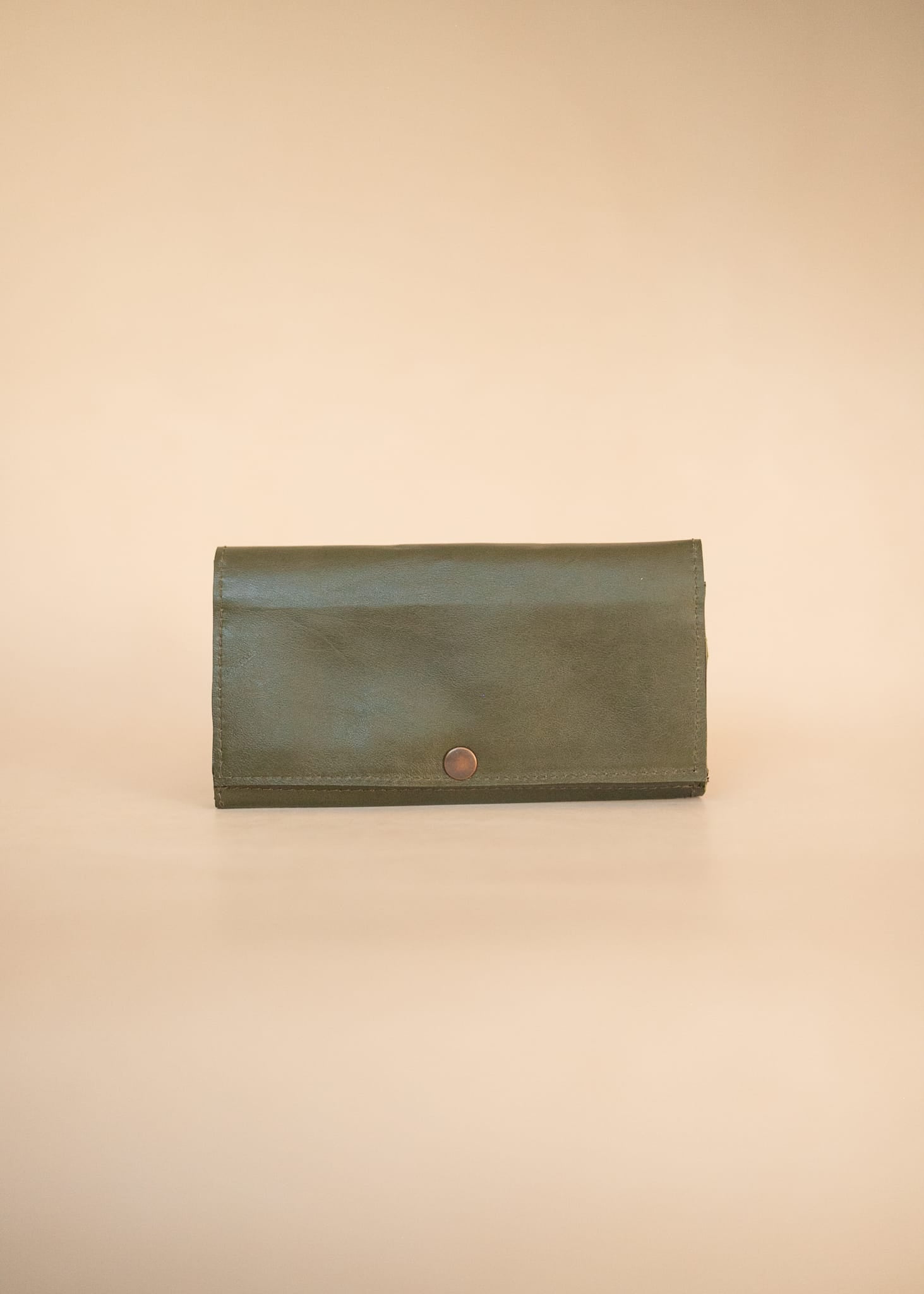 The Real McCaul Wallets The Sue Wallet - Kangaroo - Olive Green Australian Made Australian Owned Genuine Leather Ladies Large Wallet- Made In Australia with Kangaroo and Cowhide