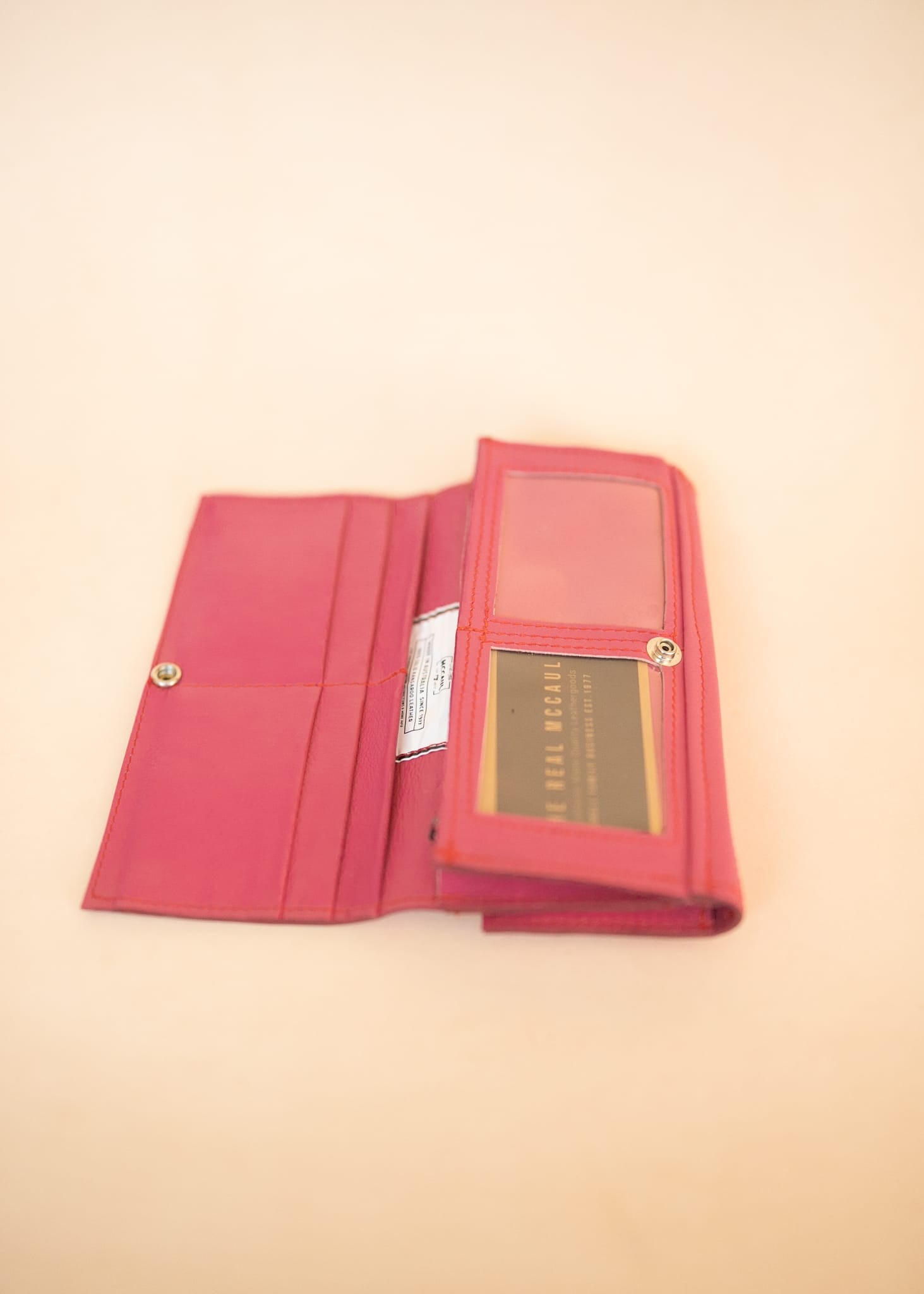 The Real McCaul Wallets The Sue Wallet - Kangaroo - Pink Australian Made Australian Owned Genuine Leather Ladies Large Wallet- Made In Australia with Kangaroo and Cowhide