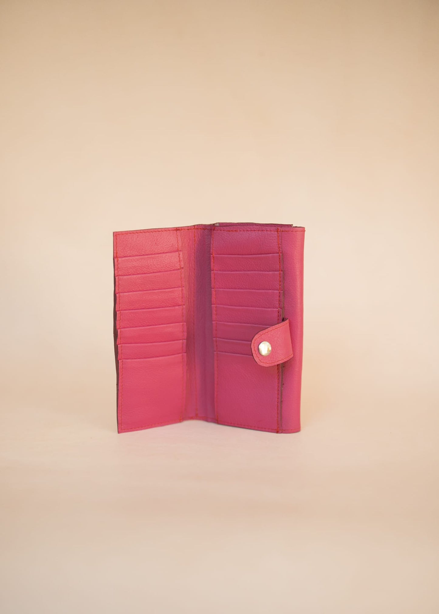 The Real McCaul Wallets The Sue Wallet - Kangaroo - Pink Australian Made Australian Owned Genuine Leather Ladies Large Wallet- Made In Australia with Kangaroo and Cowhide