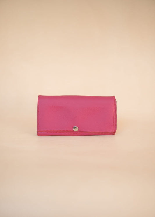 The Real McCaul Wallets The Sue Wallet - Kangaroo - Pink Australian Made Australian Owned Genuine Leather Ladies Large Wallet- Made In Australia with Kangaroo and Cowhide