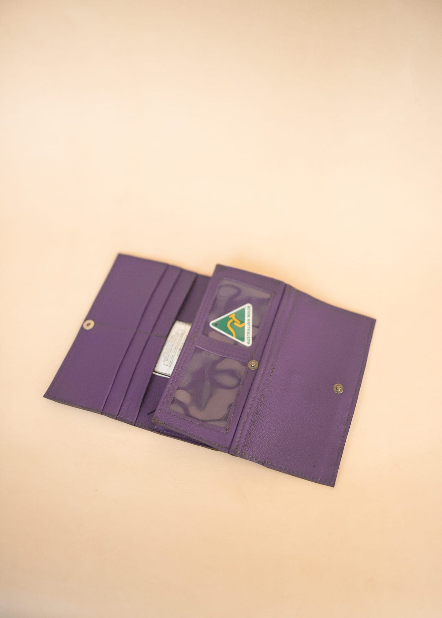 The Real McCaul Wallets The Sue Wallet - Kangaroo - Purple Australian Made Australian Owned Genuine Leather Ladies Large Wallet- Made In Australia with Kangaroo and Cowhide