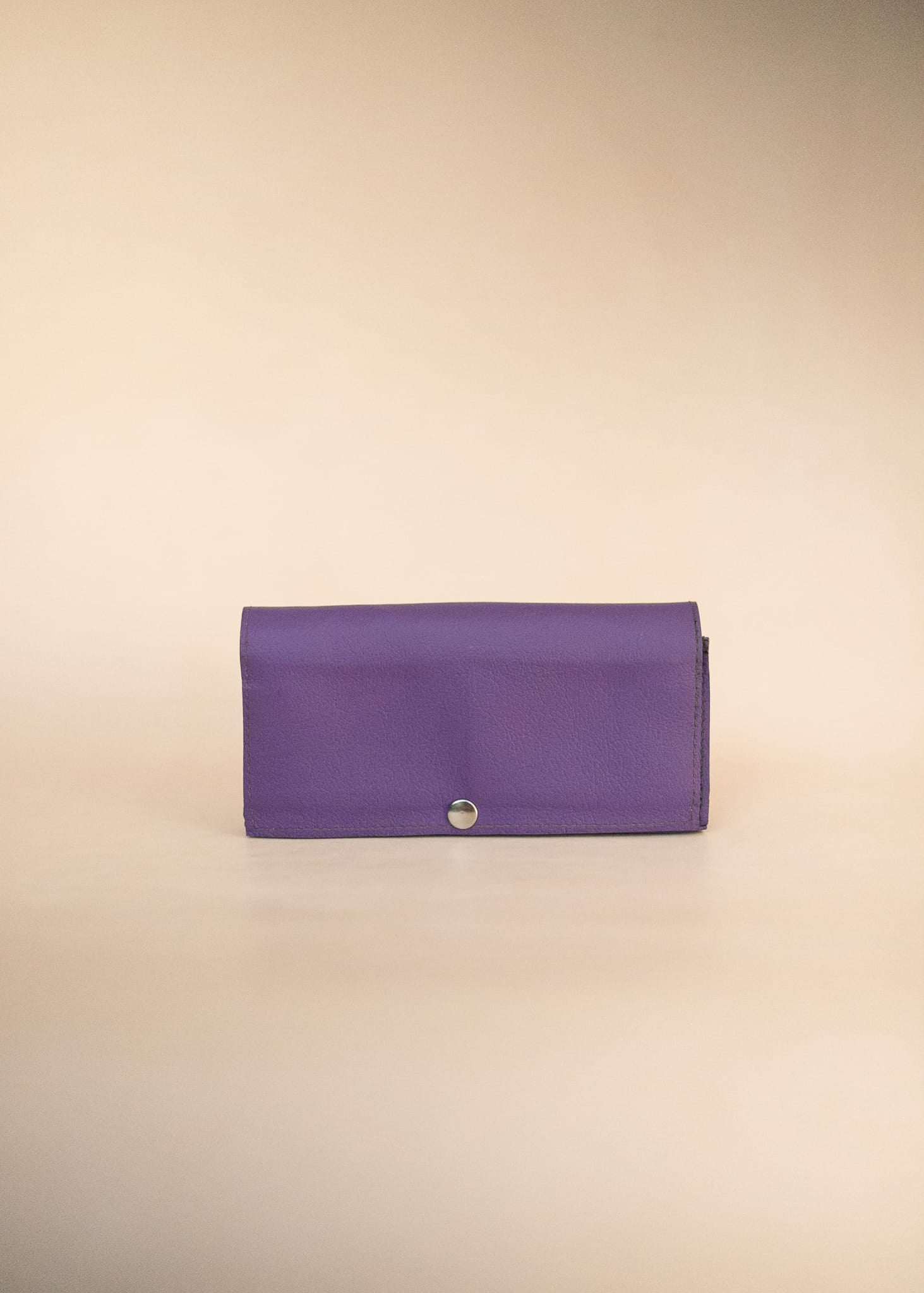 The Real McCaul Wallets The Sue Wallet - Kangaroo - Purple Australian Made Australian Owned Genuine Leather Ladies Large Wallet- Made In Australia with Kangaroo and Cowhide