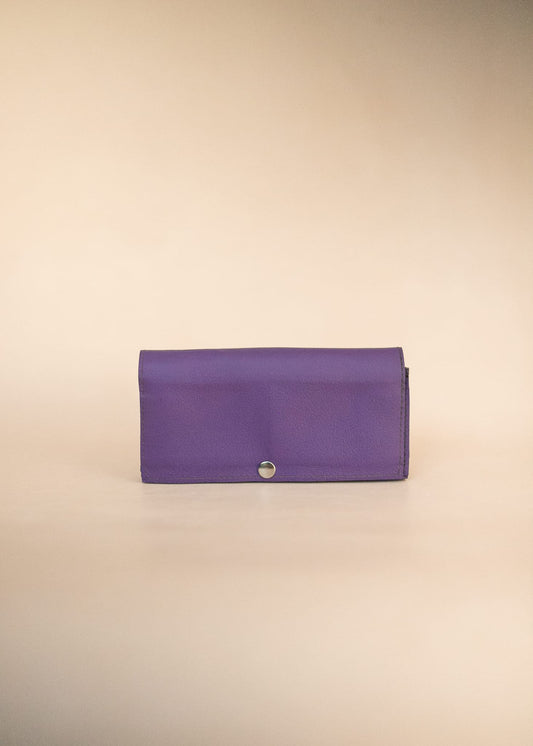 The Real McCaul Wallets The Sue Wallet - Kangaroo - Purple Australian Made Australian Owned Genuine Leather Ladies Large Wallet- Made In Australia with Kangaroo and Cowhide