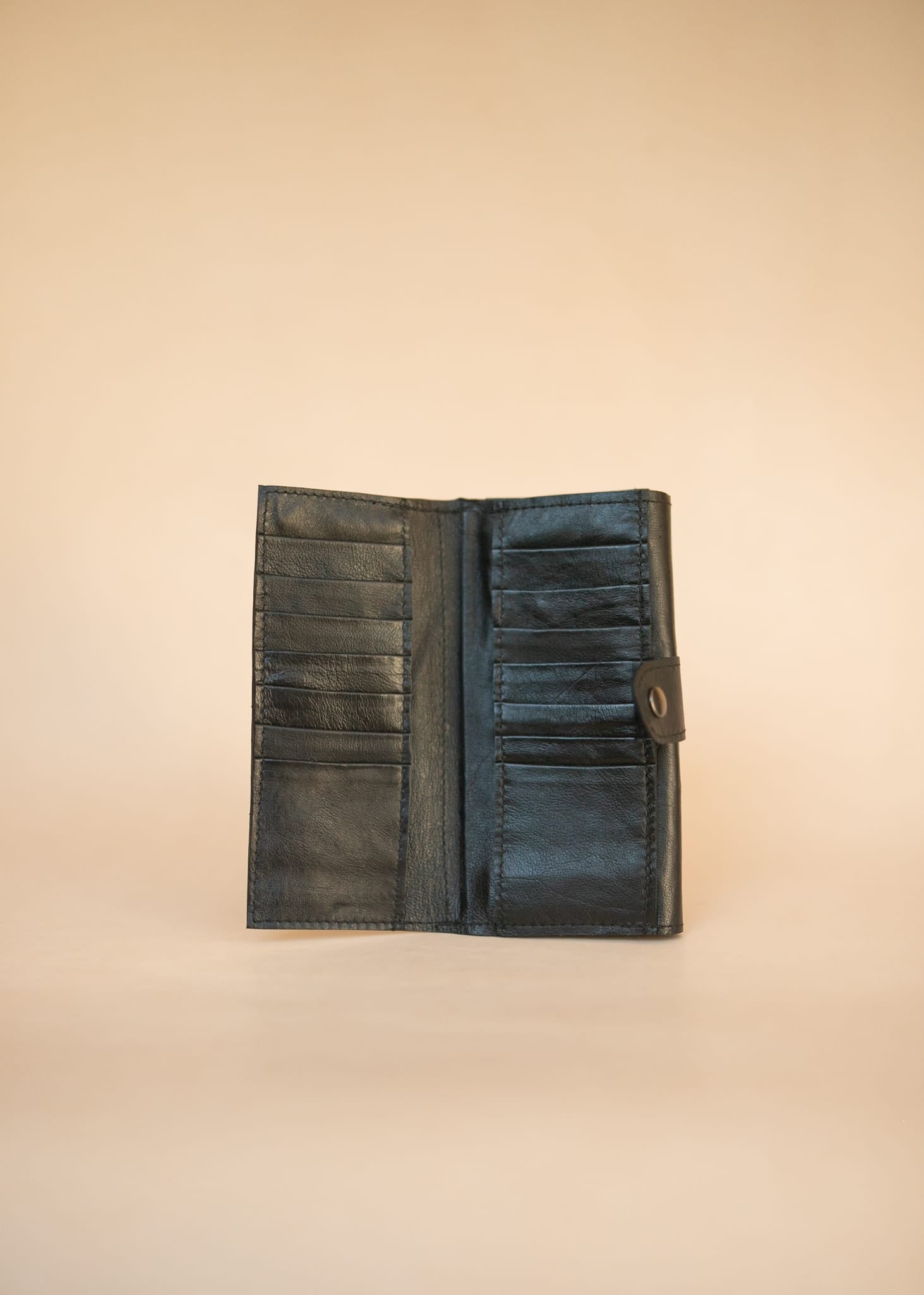 The Real McCaul Wallets The Sue Wallet - Premium Kangaroo - Black Australian Made Australian Owned Genuine Leather Ladies Large Wallet- Made In Australia with Kangaroo and Cowhide