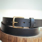 The Real McCaul Leathergoods Belts 28" (71cm) / Antique Brass Maxwell Belt 35mm - Black Australian Made Australian Owned Australian Made Solid Leather Full Grain Rancher Belt- Black