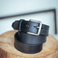 The Real McCaul Leathergoods Belts 28" (71cm) / Silver Maxwell Belt 35mm - Black Australian Made Australian Owned Australian Made Solid Leather Full Grain Rancher Belt- Black