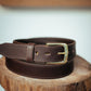 The Real McCaul Leathergoods Belts Maxwell Belt 35mm - Dark Brown Australian Made Australian Owned Australian Made Solid Leather Full Grain Rancher Belt- Black