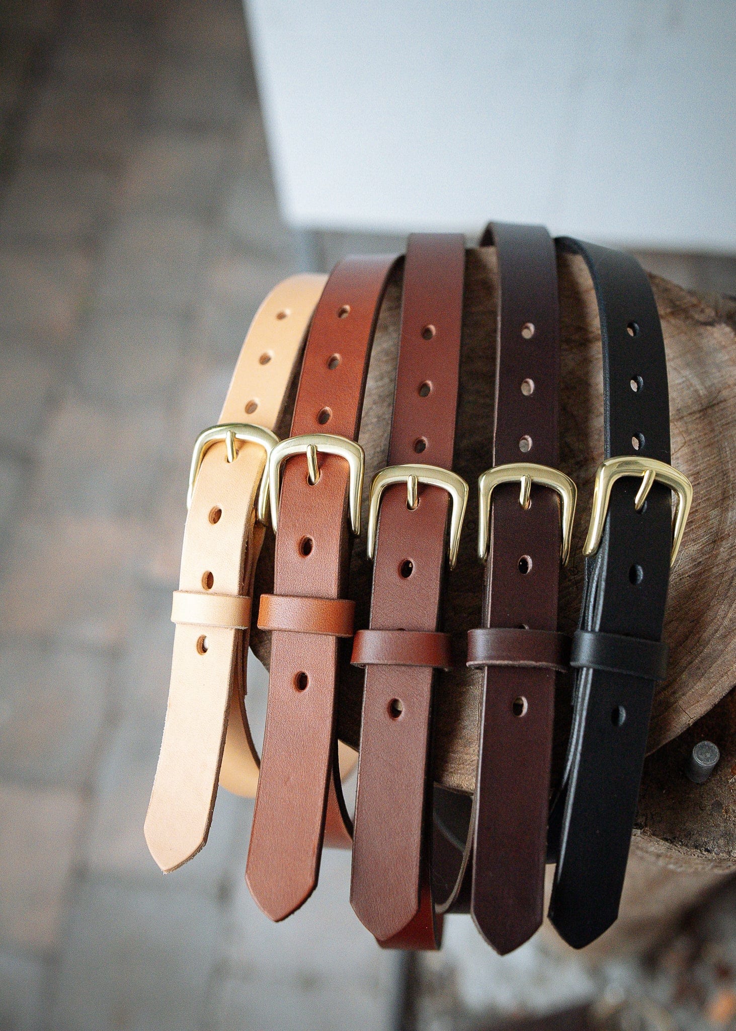 The Real McCaul Leathergoods Belts Plain Narrow 25mm Belt - Cognac Australian Made Australian Owned Australian Made 25mm Narrow Leather Belt - Tan