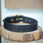 The Real McCaul Leathergoods Personalised Dog Collar 38mm Wide - Black Australian Made Australian Owned Leather Dog Collar with Brass Fittings- Australian Made