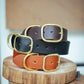 The Real McCaul Leathergoods Personalised Dog Collar 38mm Wide - Dark Brown Australian Made Australian Owned Leather Dog Collar with Brass Fittings- Australian Made