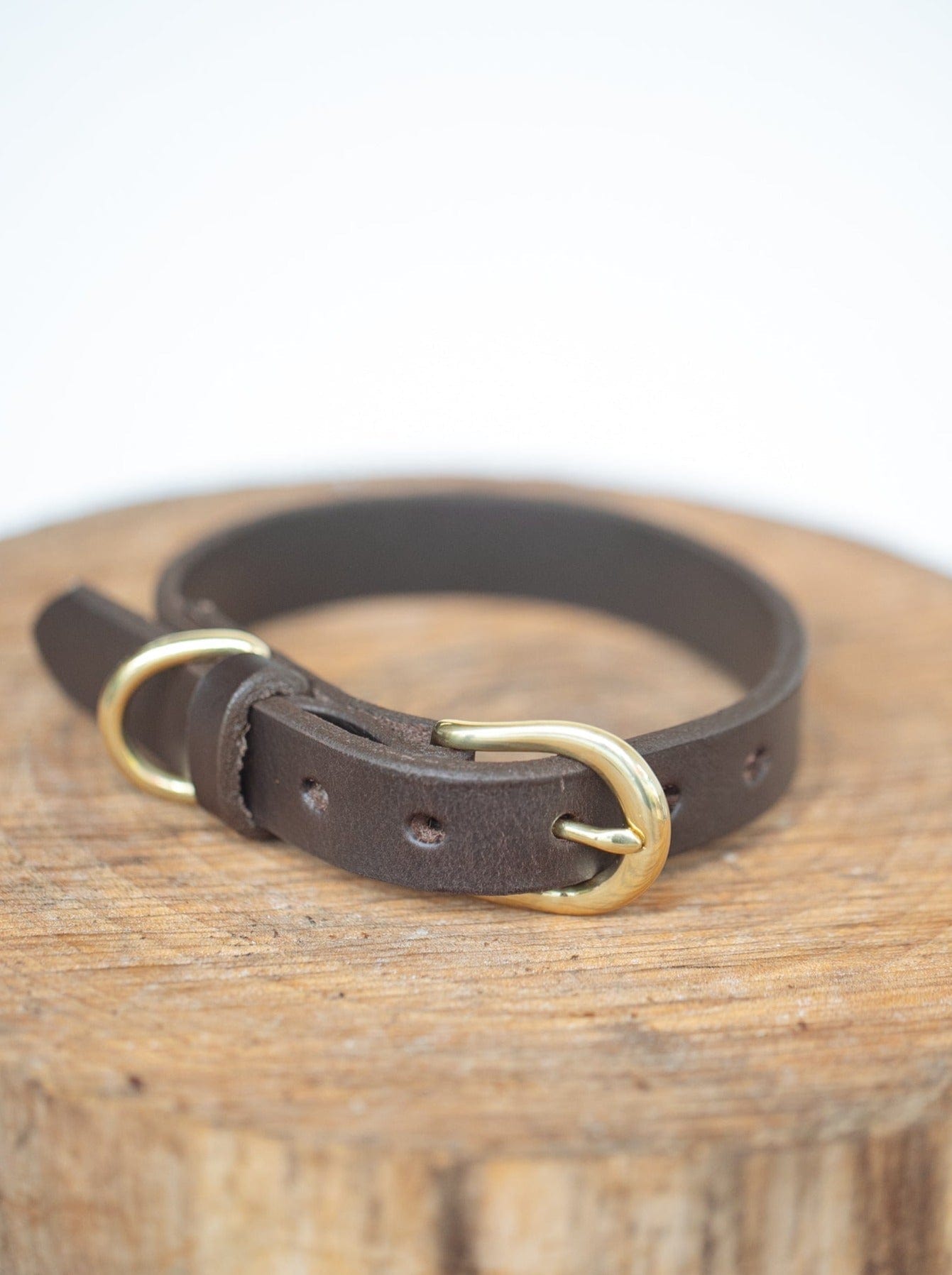 The Real McCaul Leathergoods Pet Collars & Harnesses Classic Dog Collar - 20mm - Dark Brown Australian Made Australian Owned Leather Dog Collar with Brass Fittings- Australian Made