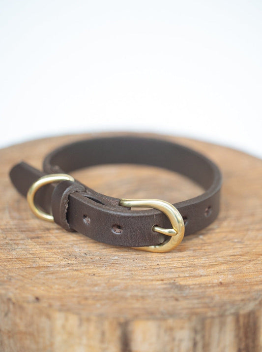 The Real McCaul Leathergoods Pet Collars & Harnesses Classic Dog Collar - 20mm - Dark Brown Australian Made Australian Owned Leather Dog Collar with Brass Fittings- Australian Made