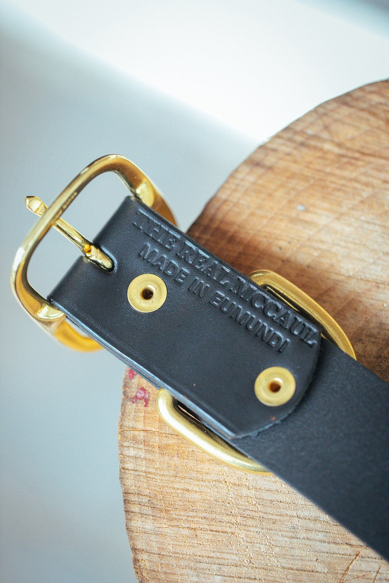 The Real McCaul Leathergoods Pet Collars & Harnesses Classic Dog Collar - 38mm - Black Australian Made Australian Owned Leather Dog Collar with Brass Fittings- Australian Made