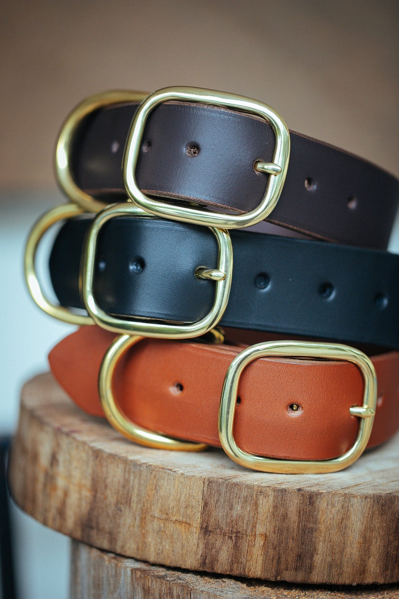 The Real McCaul Leathergoods Pet Collars & Harnesses Classic Dog Collar - 38mm - Tan Australian Made Australian Owned Leather Dog Collar with Brass Fittings- Australian Made