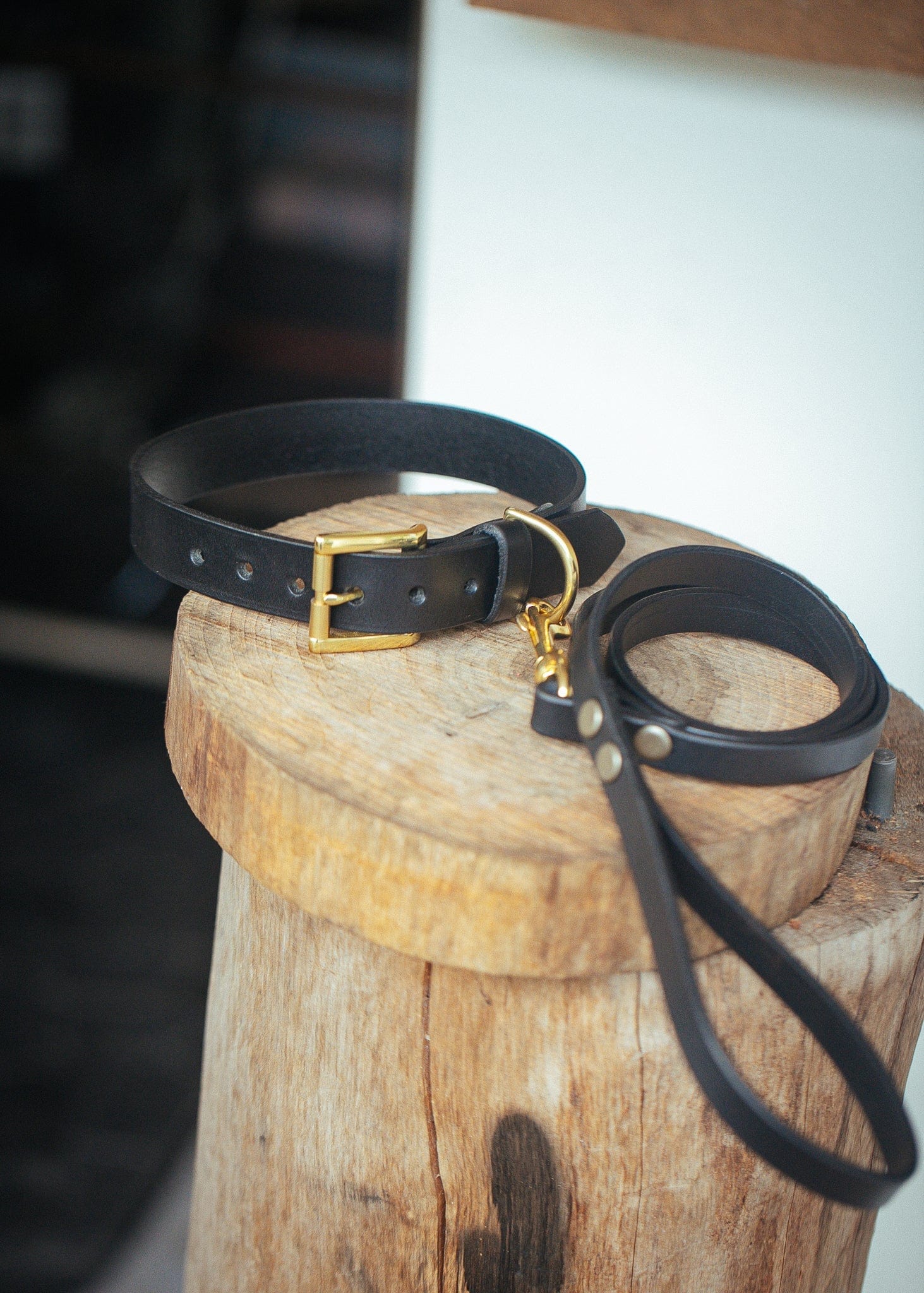 The Real McCaul Leathergoods Pet Collars & Harnesses Dog Collar & Leash Set - 30mm Wide - Black Australian Made Australian Owned Leather Dog Collar and Lead with Brass Fittings- Australian Made