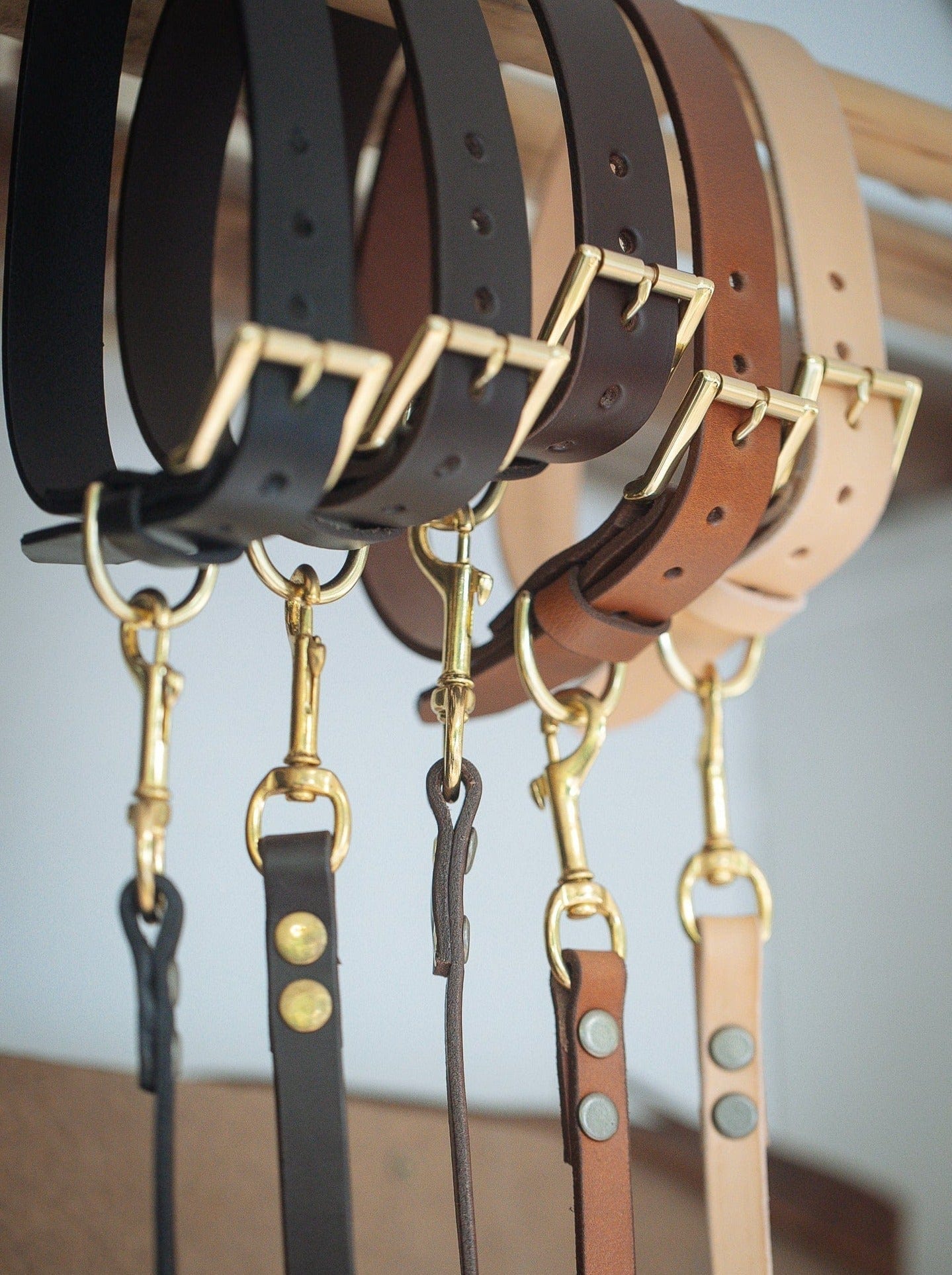 The Real McCaul Leathergoods Pet Collars & Harnesses Dog Collar & Leash Set - 30mm Wide - Cognac Australian Made Australian Owned Leather Dog Collar and Lead with Brass Fittings- Australian Made