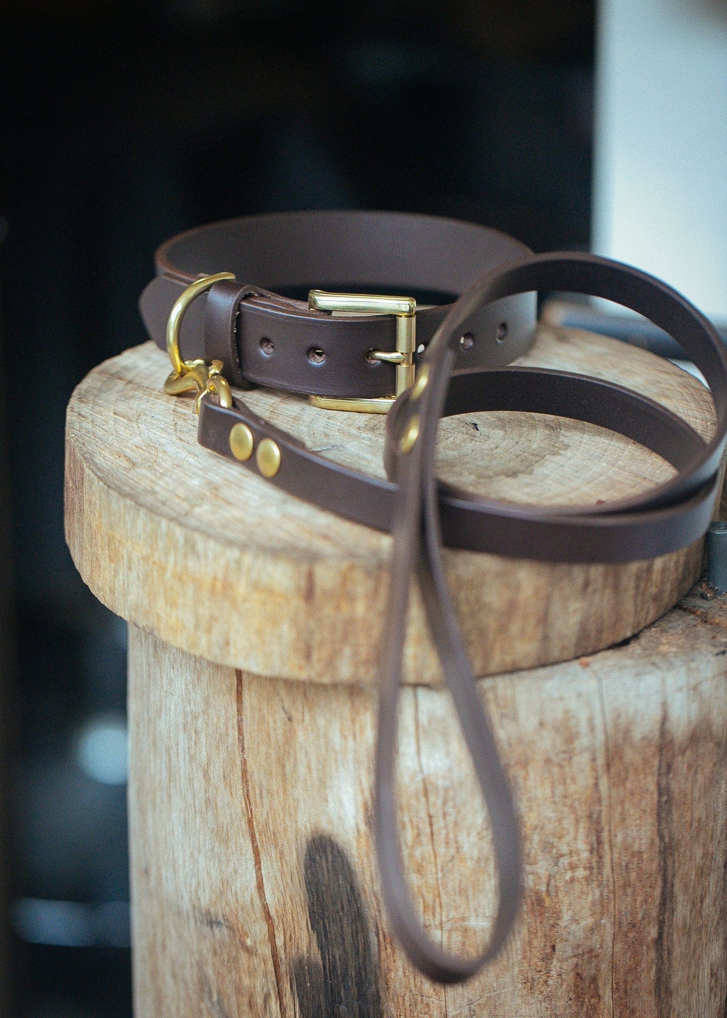 The Real McCaul Leathergoods Pet Collars & Harnesses Dog Collar & Leash Set - 30mm Wide - Dark Brown Australian Made Australian Owned Leather Dog Collar and Lead with Brass Fittings- Australian Made