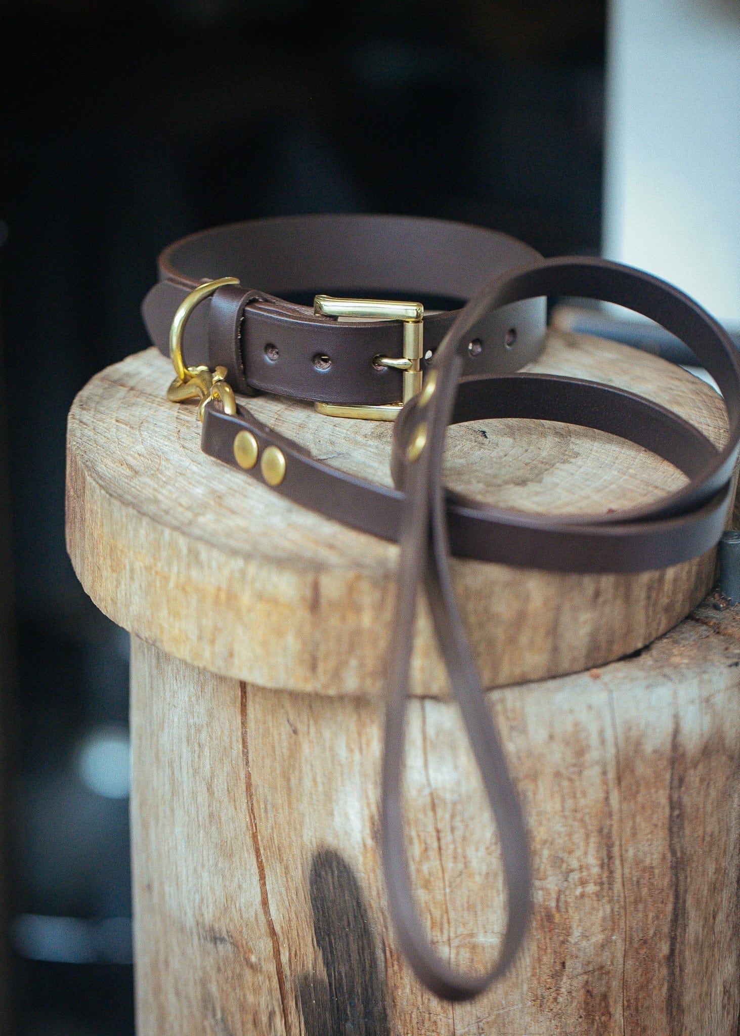 The Real McCaul Leathergoods Pet Collars & Harnesses Dog Collar & Leash Set - 30mm Wide - Dark Brown Australian Made Australian Owned Leather Dog Collar and Lead with Brass Fittings- Australian Made