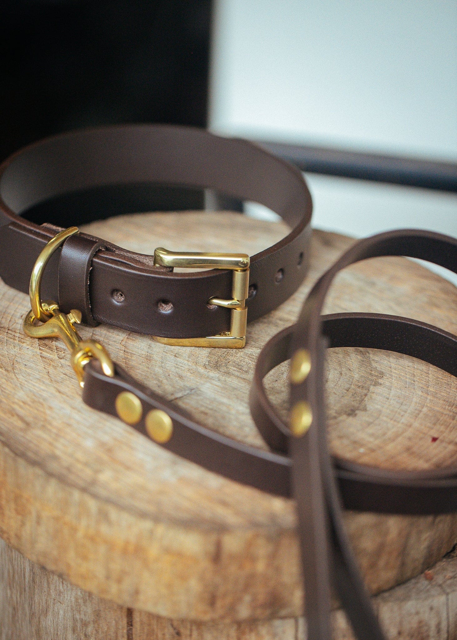 The Real McCaul Leathergoods Pet Collars & Harnesses Dog Collar & Leash Set - 30mm Wide - Dark Brown Australian Made Australian Owned Leather Dog Collar and Lead with Brass Fittings- Australian Made