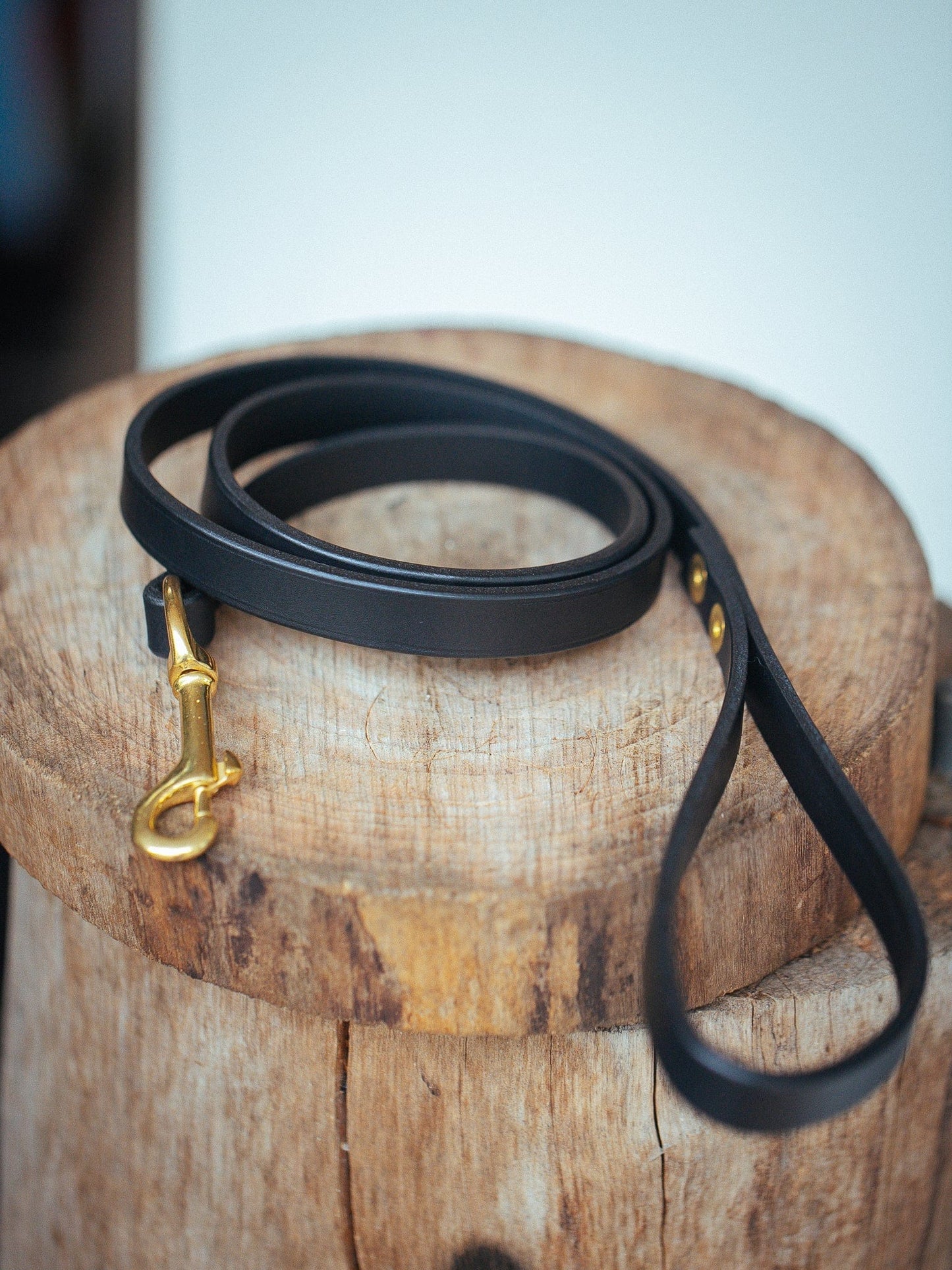The Real McCaul Leathergoods Pet Leashes Narrow Dog Leash - Black Australian Made Australian Owned Leather Dog Lead or Leash - HandMade In Australia- Brass Fittings