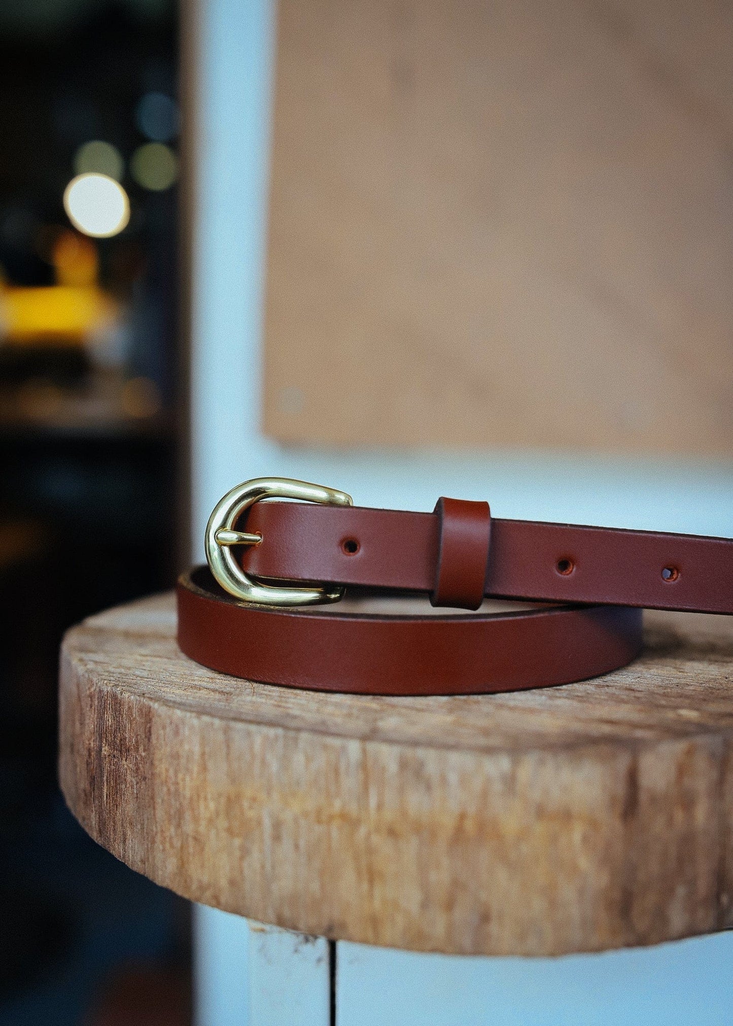 The Real McCaul Leathergoods Plain Narrow 20mm Belt - Cognac Australian Made Australian Owned Narrow Solid Leather Belt Made In Australia - 20mm  - Cognac