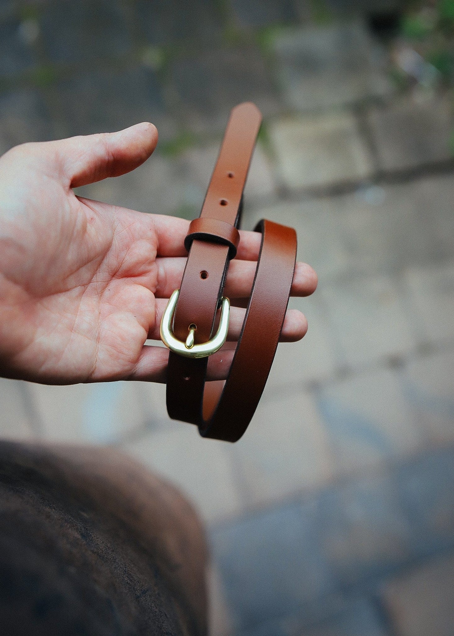The Real McCaul Leathergoods Plain Narrow 20mm Belt - Cognac Australian Made Australian Owned Narrow Solid Leather Belt Made In Australia - 20mm  - Cognac