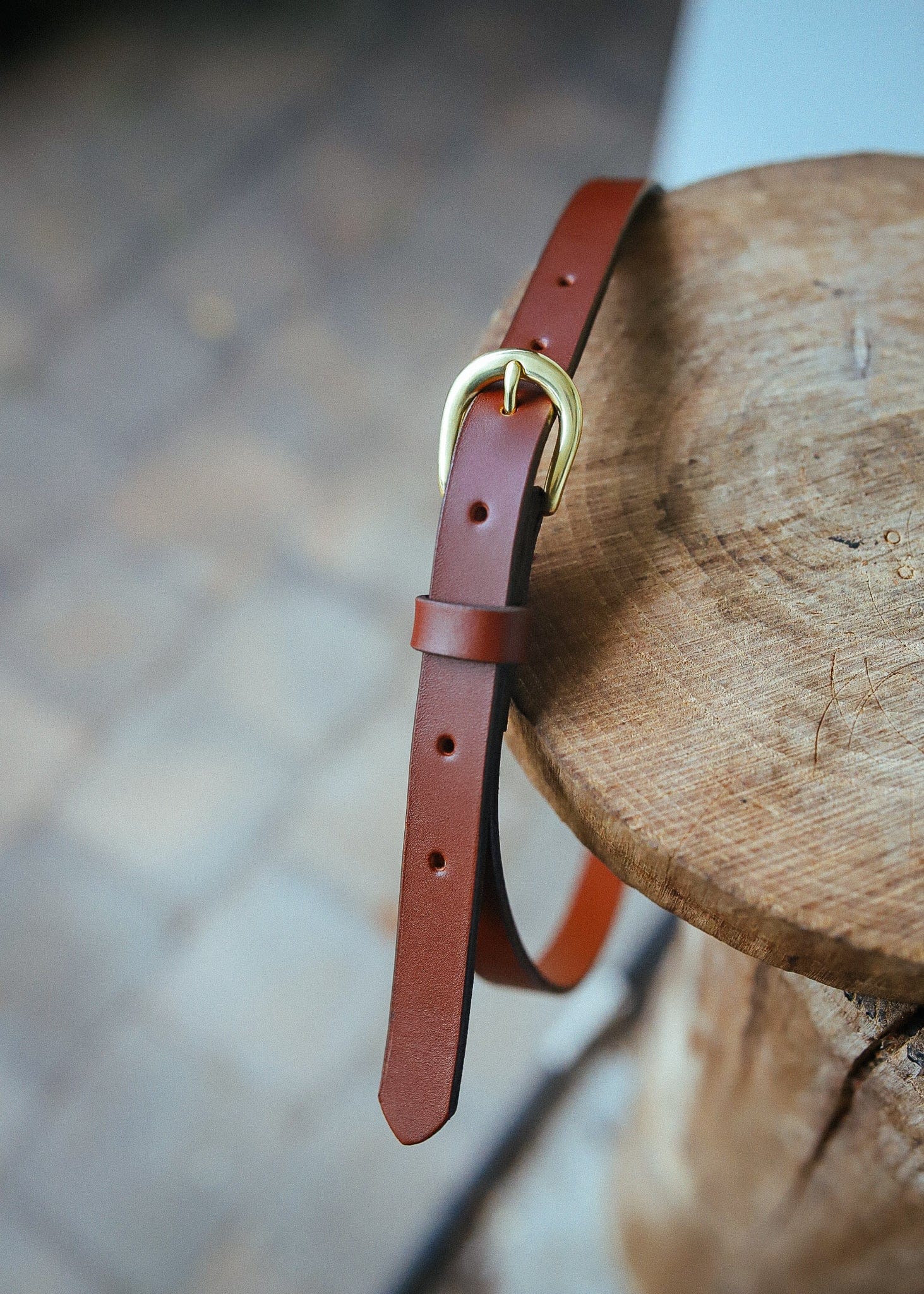 The Real McCaul Leathergoods Plain Narrow 20mm Belt - Cognac Australian Made Australian Owned Narrow Solid Leather Belt Made In Australia - 20mm  - Cognac