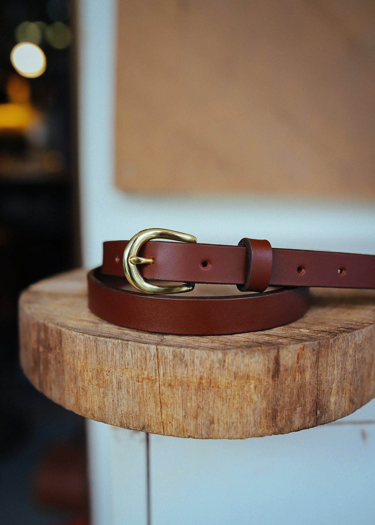 The Real McCaul Leathergoods Plain Narrow 20mm Belt - Cognac Australian Made Australian Owned Narrow Solid Leather Belt Made In Australia - 20mm  - Cognac