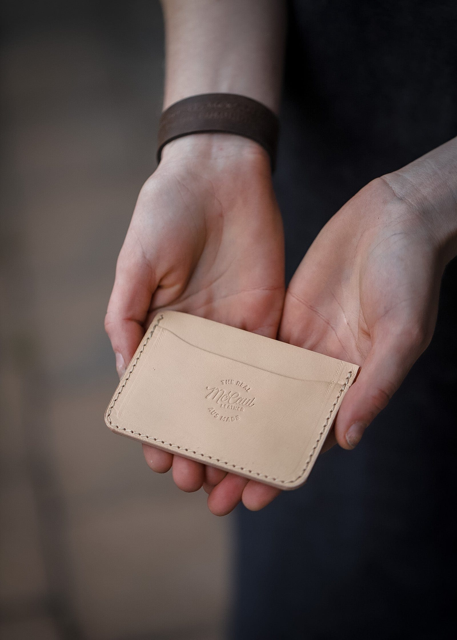 The Real McCaul Leathergoods Wallet Card Holder- 3 Pocket Australian Made Australian Owned Leather Card Holder Wallet- 3 Pocket Made in Australia 